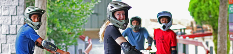 Guests taking a lesson at the Mountain Bike Park