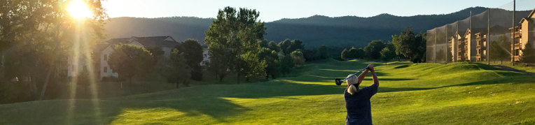 Young woman playing Fling Golf at Woodstone Meadows Golf Course at Massanutten Resort