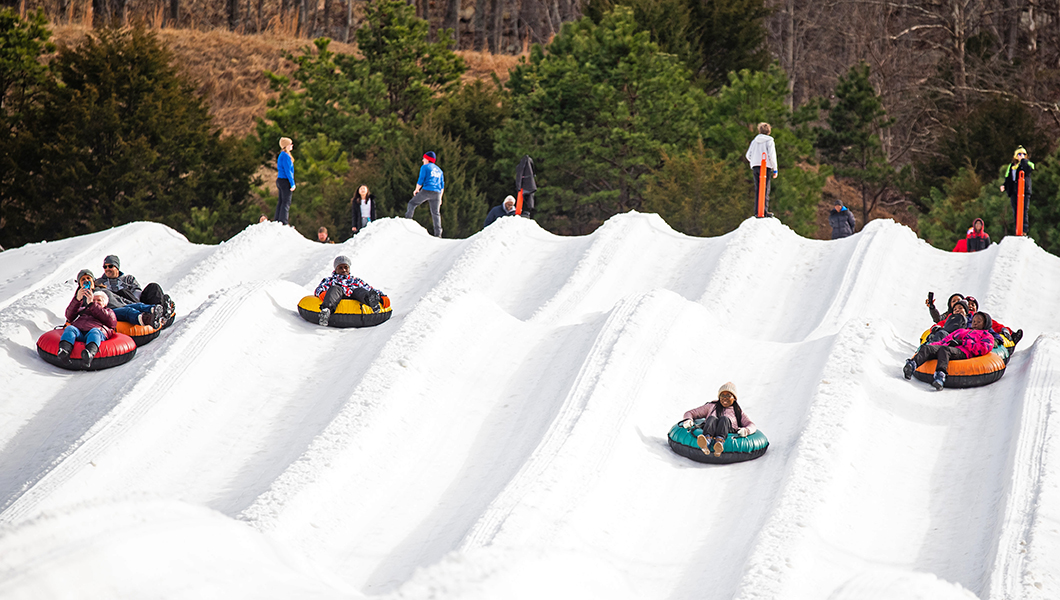 Guests snow tubing at Massanutten Resort