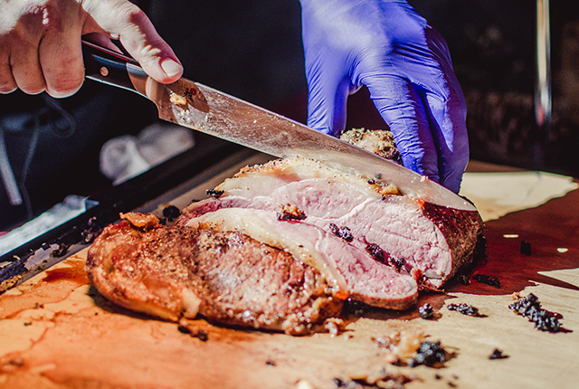 Meat carving station, catering at Massanutten Resort