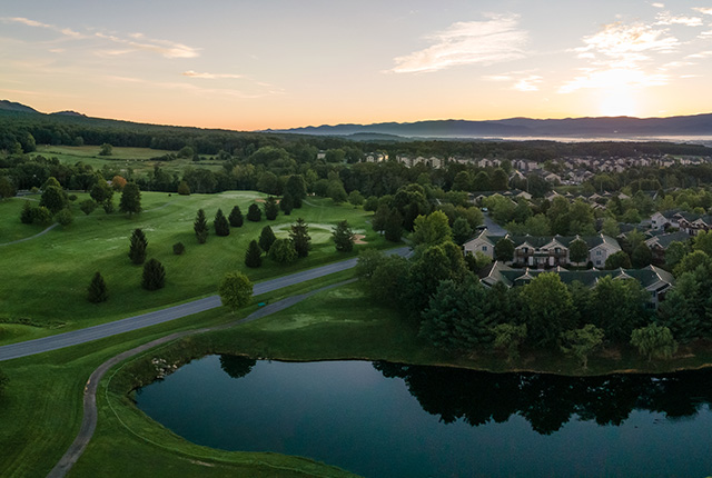 Overview shot of Massanutten Resort, woodstone area