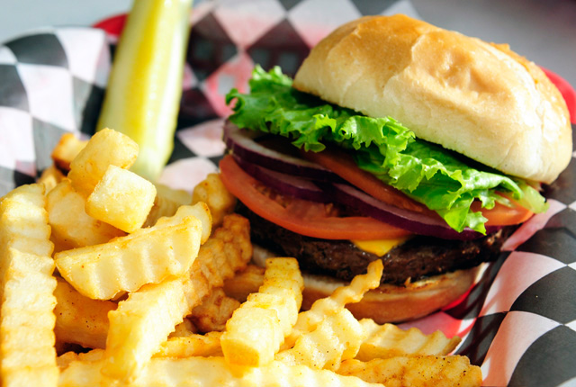 hamburger and fries