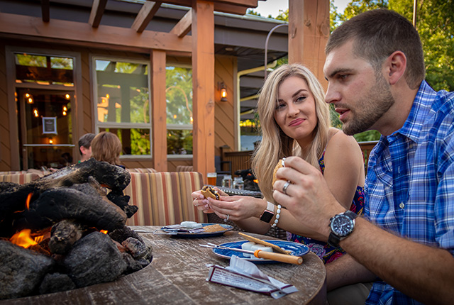 A couple dining at Campfire Grill