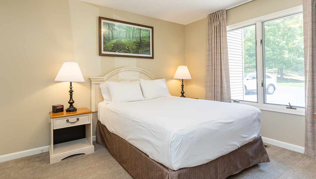 A photo of a bedroom of an Eagle Trace condo at Massanutten Resort