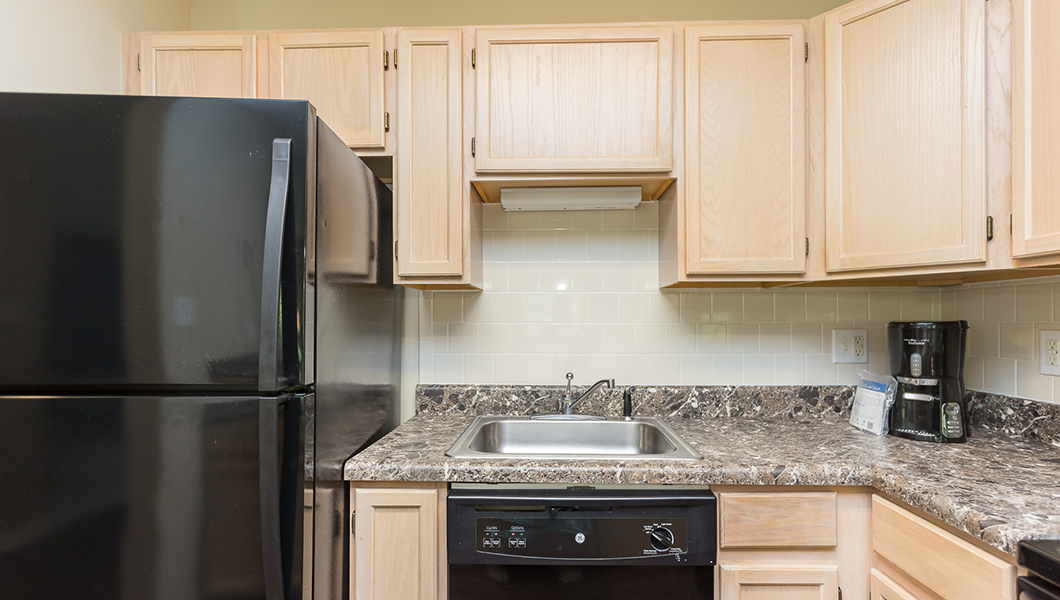 A photo of a kitchen of an Eagle Trace condo at Massanutten Resort
